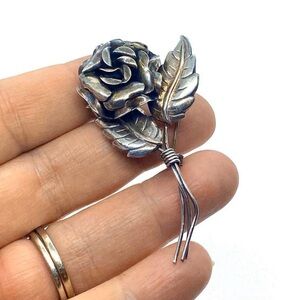 Sterling Silver Rose Brooch by Lang Vintage Flower Pin